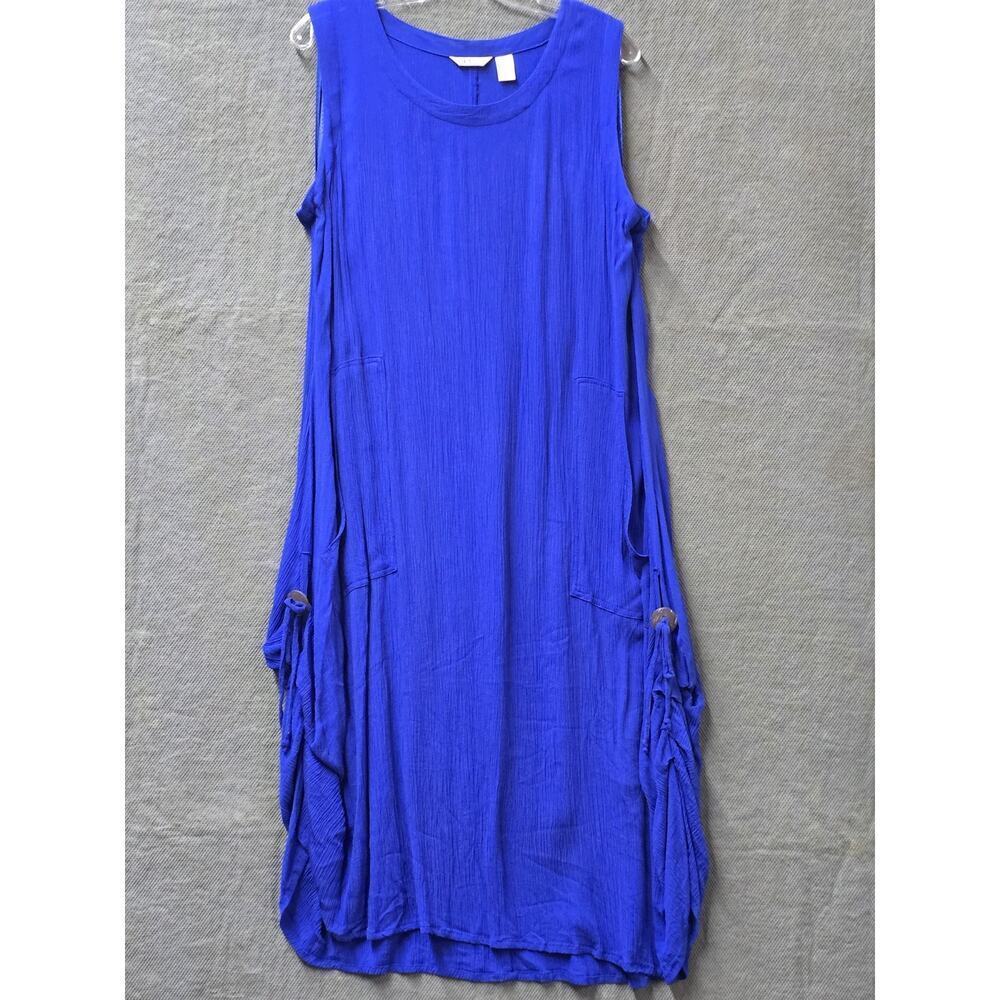 Kaktus Womens Royal Blue Sleeveless Round Neck Ribbed Tank Dress Size XL Beach